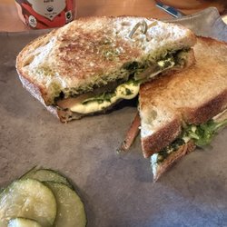 Caprese sandwich on sourdough.