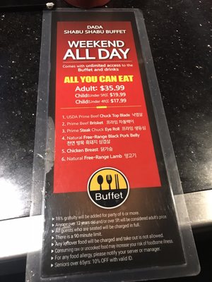 Menu photo 7 Dada Shabu Shabu Buffet Irvine, CA