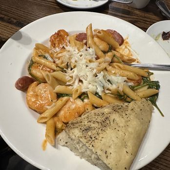 Local Goat - Wicked shrimp pasta with bread -- so good! - New American Near Me - Pigeon Forge, Tennessee