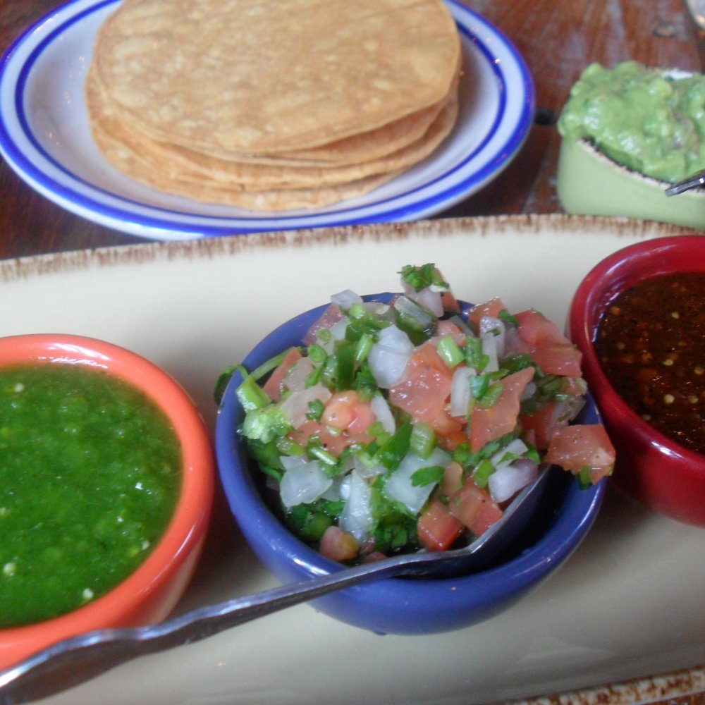 Chavela's - Trio of salsas w/side of guac. & round towtilla chips - Mexican Near Me - Brooklyn, New York