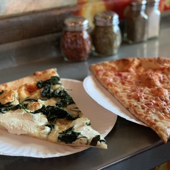 Home Slice Pizza - White Pie with Spinach, Cheese Pizza - Pizza Near Me - Austin, Texas