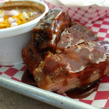 Dan's BBQ - Baby back ribs and chili beans. - American Near Me - Modesto, California Dan's BBQ - Baby back ribs and chili beans. - American Near Me - Modesto, California