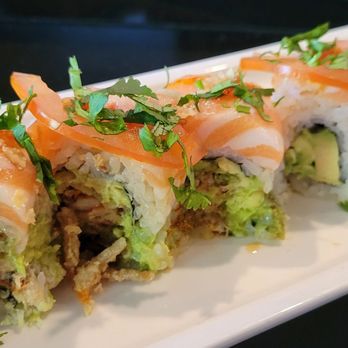 Kinja Sushi - Crab, avocado, and salmon sushi. Look at that marble! - Sushi Bars Near Me - Concord, California