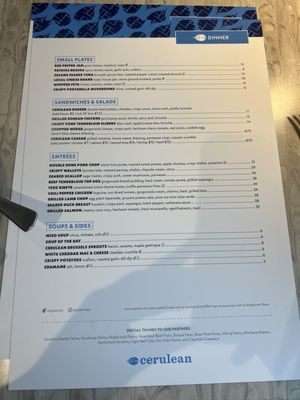 Menu photo 1 Cerulean Restaurant Winona Lake, IN Menu photo 1 Cerulean Restaurant Winona Lake, IN