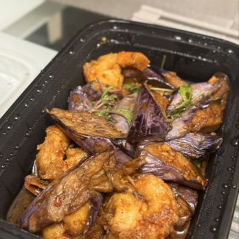 Burma Place - Eggplant Shrimp in Garlic Sauce - Burmese Near Me - San Diego, California