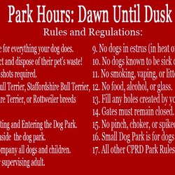 Clinton Bark Park - Park rules