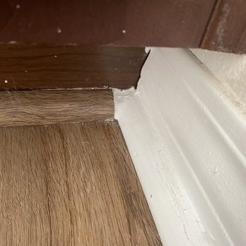 Classic Restoration and Construction - Badly installed molding with sloppy caulking - Damage Restoration Near Me - Upland, California