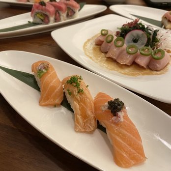 Katsu-Ya - Salmon trio - Sushi Bars Near Me - Seattle, Washington Katsu-Ya - Salmon trio - Sushi Bars Near Me - Seattle, Washington