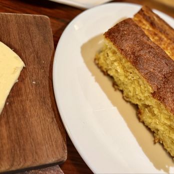 Harper's Table - Stone ground homemade from scratch cornbread with a thick slab of fresh rock salted butter - New American Near Me - Suffolk, Virginia
