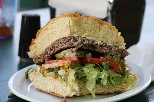 Photo of Pilot Butte Drive-In Restaurant - Bend, OR, US. Eighteen Ounce Pilot Butte Burger