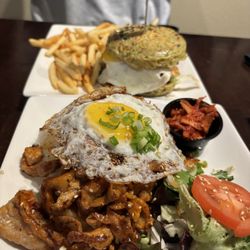 Little Leaf Tea - Ramen burger & spicy pork belly plate