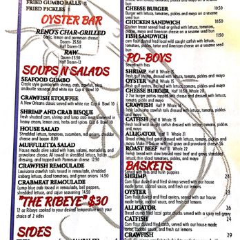 Reno’s On The River - Lunch menu - Seafood Near Me - Maurepas, Louisiana Reno’s On The River - Lunch menu - Seafood Near Me - Maurepas, Louisiana