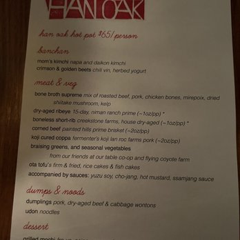 Han Oak - Menu $65/per person - Korean Near Me - Portland, Oregon Han Oak - Menu $65/per person - Korean Near Me - Portland, Oregon