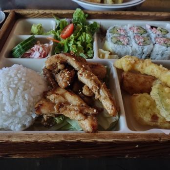 Kaya Sushi - Spicy Chicken Bento Box. Tempura excellent. Very light and crispy. The chicken was spicy. - Sushi Bars Near Me - El Segundo, California