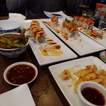 Bento Box - Spicy edamame, fried calamari, rolls - Japanese Near Me - Sacramento, California Bento Box - Spicy edamame, fried calamari, rolls - Japanese Near Me - Sacramento, California