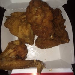 KFC - I ordered four "extra crispy" wings. Um, no.
