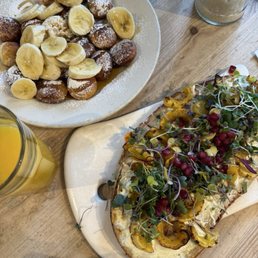 Mini pancakes + Goat Cheese & Delicata Squash Toast Mini pancakes + Goat Cheese & Delicata Squash Toast