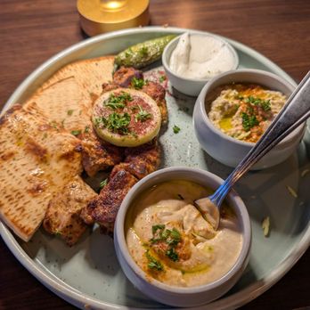 Kabob House - Chicken kabob with hummus and baba ghanoush. - Mediterranean Near Me - Temecula, California