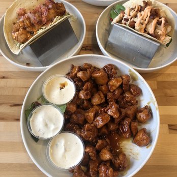 Spindle's Filling Station - Teriyaki boneless wings, 1 bangin' shrimp taco, and 1 chicken BLT taco - American Near Me - Wilmington, North Carolina Spindle's Filling Station - Teriyaki boneless wings, 1 bangin' shrimp taco, and 1 chicken BLT taco - American Near Me - Wilmington, North Carolina