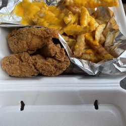 Cook Out - Chicken tender tray with double order of cheese fries.