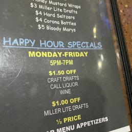 Menu happy hour 1/20/22 Menu happy hour 1/20/22