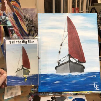 Whet Your Palette - The instructional card on the left, & the finished painting (I have never painted before, so the instructions are clear) - Art Galleries Near Me - Louisville, Kentucky Whet Your Palette - The instructional card on the left, & the finished painting (I have never painted before, so the instructions are clear) - Art Galleries Near Me - Louisville, Kentucky