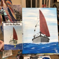 Whet Your Palette - The instructional card on the left, & the finished painting (I have never painted before, so the instructions are clear)
