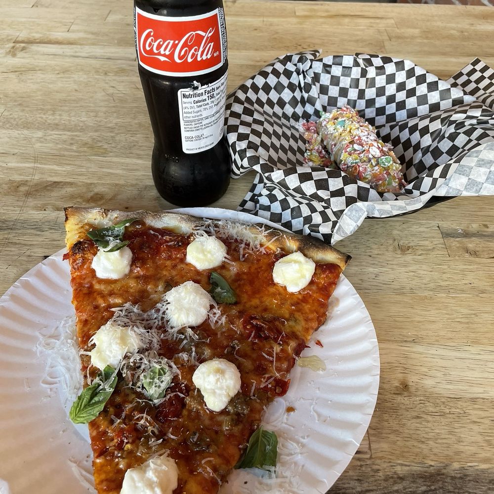 Via Della Slice Shop - spicy sausage slice and fruity pebbles cannoli - Pizza Near Me - Phoenix, Arizona Via Della Slice Shop - spicy sausage slice and fruity pebbles cannoli - Pizza Near Me - Phoenix, Arizona