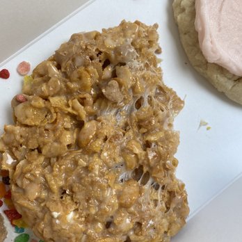 Crumbl - Aliana - Cornflakes marshmallow cookie (bite taken by the 6 year old) - Bakeries Near Me - Richmond, Texas Crumbl - Aliana - Cornflakes marshmallow cookie (bite taken by the 6 year old) - Bakeries Near Me - Richmond, Texas