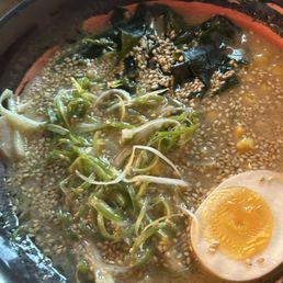 Over cooked egg and touch skimpy meat that wasn't good - miso ramen Over cooked egg and touch skimpy meat that wasn't good - miso ramen