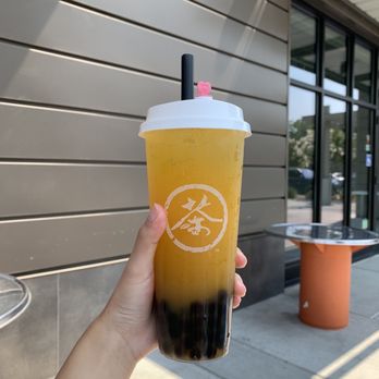 Ten Ren Tea - Mango green tea with boba - Bubble Tea Near Me - Cupertino, California Ten Ren Tea - Mango green tea with boba - Bubble Tea Near Me - Cupertino, California