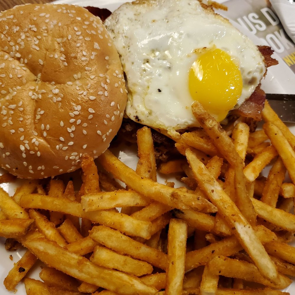 Denny's - Breakfast Burger with seasoned fries - Diners Near Me - Chandler, Arizona