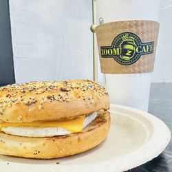 Zoom Cafe - Sausage egg and cheese on everything bagel