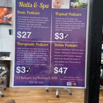 CK nails  - Pedicure options (cash is preferred, credit card still acceptable) - Nail Salons Near Me - Westmont, Illinois