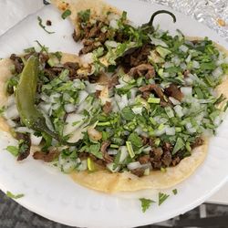 Tacos Garcia - Asada with extra cilantro and onions