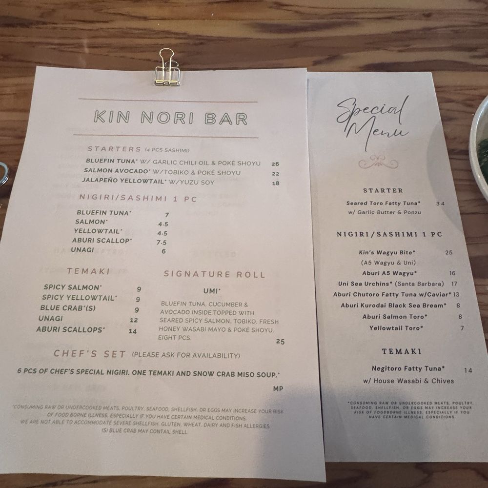 Kin Nori Bar - Menu - Sushi Bars Near Me - Denver, Colorado