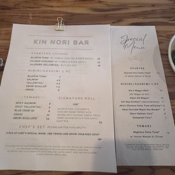 Kin Nori Bar - Menu - Sushi Bars Near Me - Denver, Colorado