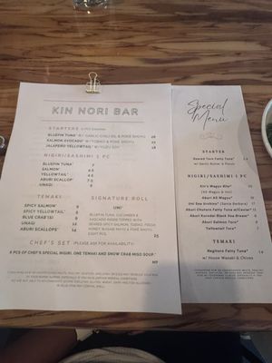 Menu photo 1 Kin Nori Bar Denver, CO