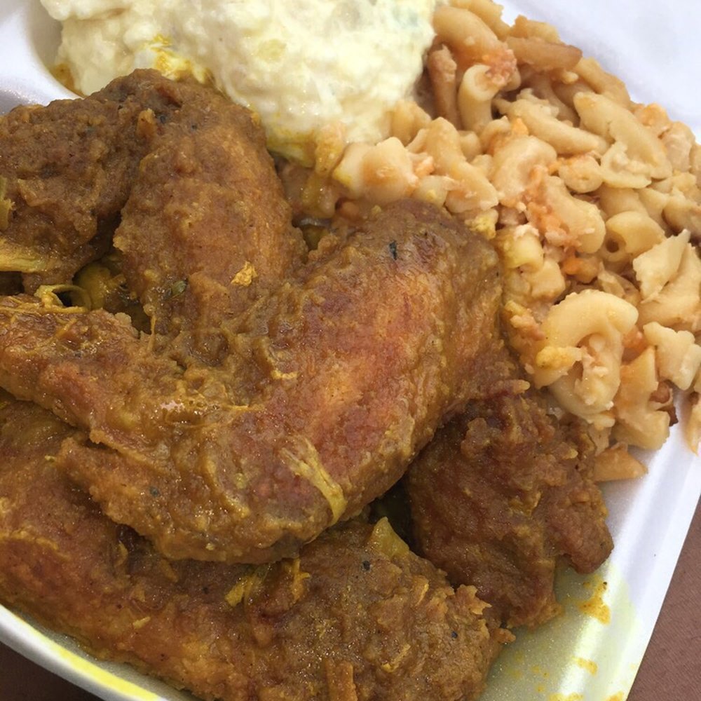 Fried Curry Wing meal (Sides: Potato salad & Mac and Cheese) Fried Curry Wing meal (Sides: Potato salad & Mac and Cheese)