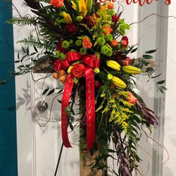 Camille's Floral & Boutique - Funeral spray with custom cross