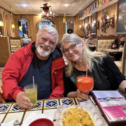Large margarita and chips and salsa