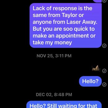 LaserAway - They blocked me (the client) Another reason to confirm they have terrible client services. I will not be ignored - Laser Hair Removal Near Me - Tustin, California LaserAway - They blocked me (the client) Another reason to confirm they have terrible client services. I will not be ignored - Laser Hair Removal Near Me - Tustin, California
