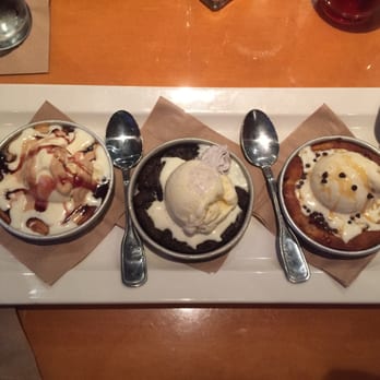 BJ's Restaurant & Brewhouse - Pazookie trio. Very tasty ice cream went well with warm, soft cookie. - Pizza Near Me - Plano, Texas