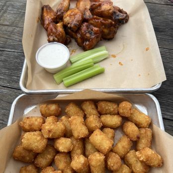 Cactus Cove Bar and Grill - Chicken Wangs and Side of Tater Tots - American Near Me - Houston, Texas Cactus Cove Bar and Grill - Chicken Wangs and Side of Tater Tots - American Near Me - Houston, Texas