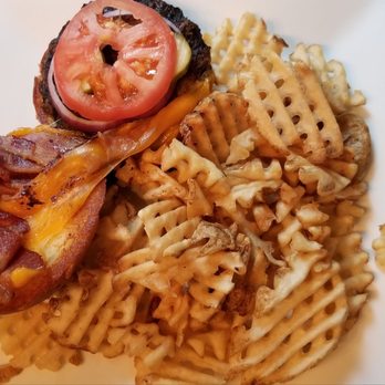 Chop'd - Bacon burger $13, waffle fries $2 - Burgers Near Me - Plainfield, Illinois