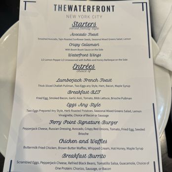 The Waterfront New York City - Brunch menu prefix - New American Near Me - Bronx, New York