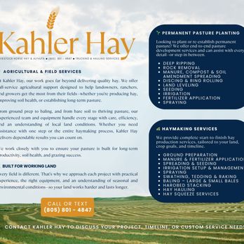Kahler Hay - Livestock Feed & Supply Near Me - San Luis Obispo, California Kahler Hay - Livestock Feed & Supply Near Me - San Luis Obispo, California