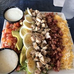 Cobb salad changed cheese to cheddar and got ranch dressing Cobb salad changed cheese to cheddar and got ranch dressing