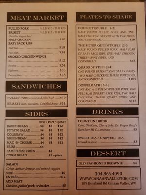 Menu photo 1 Canaan Valley BBQ Davis, WV Menu photo 1 Canaan Valley BBQ Davis, WV