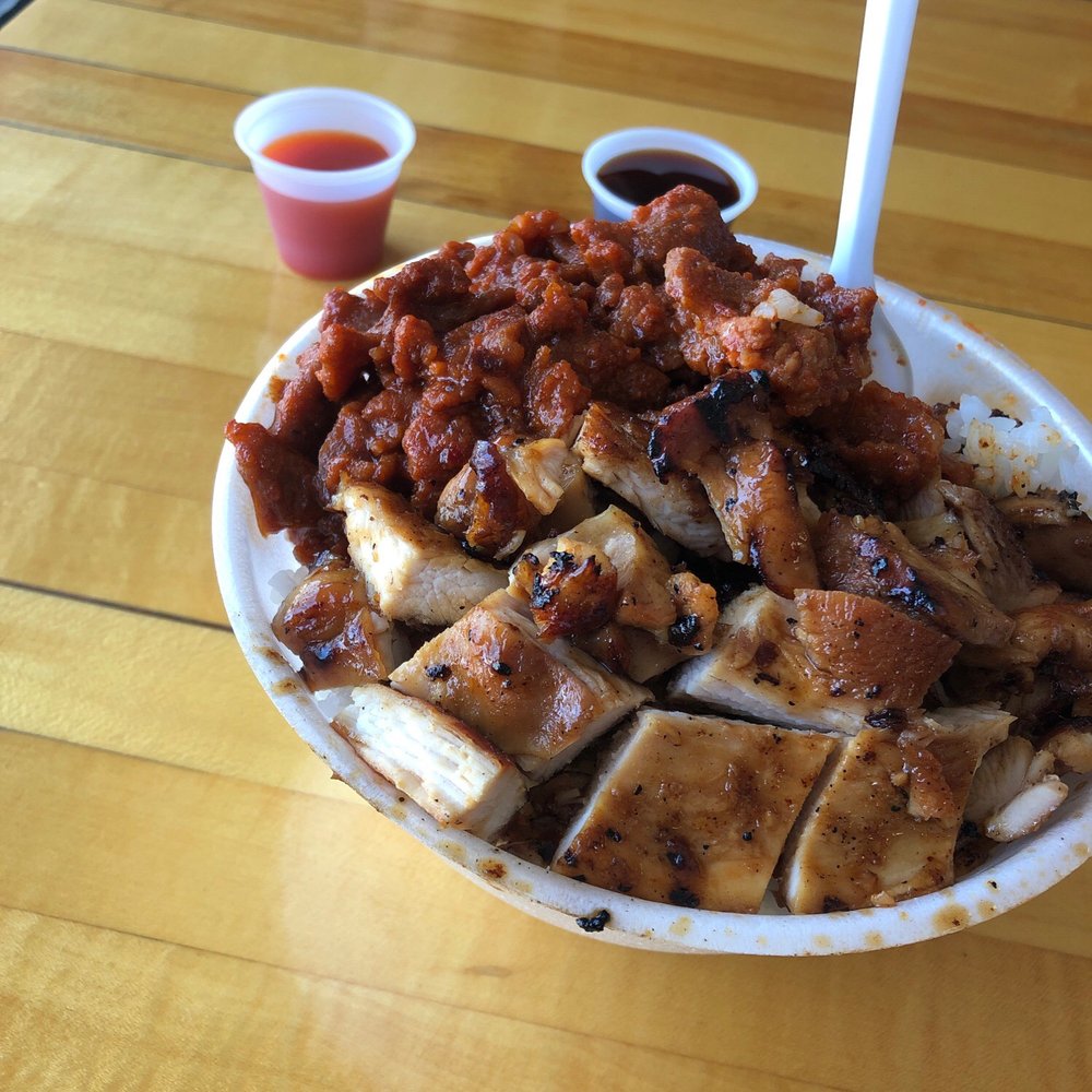 Genki Grill - Half chicken half spicy pork bowl - Korean Near Me - Orange, California Genki Grill - Half chicken half spicy pork bowl - Korean Near Me - Orange, California
